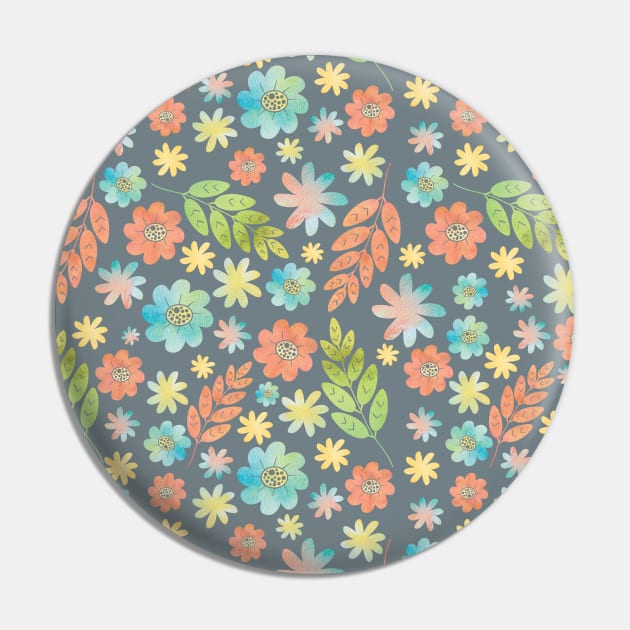 Spring Floral & Leaves Digital Watercolor Pattern Pin by tanyadraws