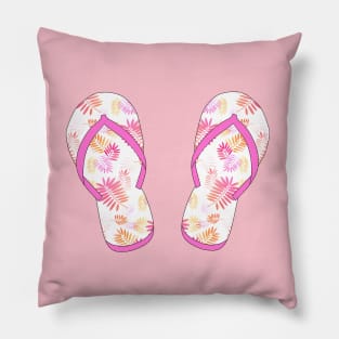 Pink Tropical Flip Flops Pillow