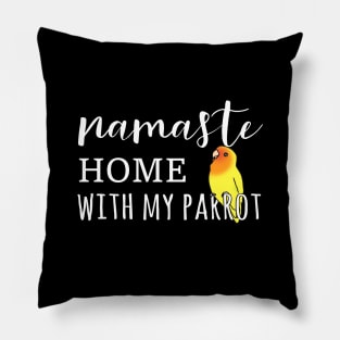 Namaste Home with peach faced yellow lovebird Pillow