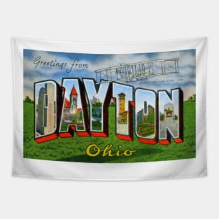 Greetings from Dayton Ohio - Vintage Large Letter Postcard Tapestry