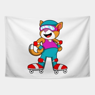 Cat at Inline skating with Inline skates & Helmet Tapestry