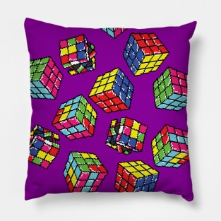Test Signal Rubik's Cube Pixel Art Pattern Pillow