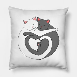 Valentine's Day Cat Heart White Design Pillow