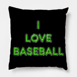 I Love Baseball - Green Pillow