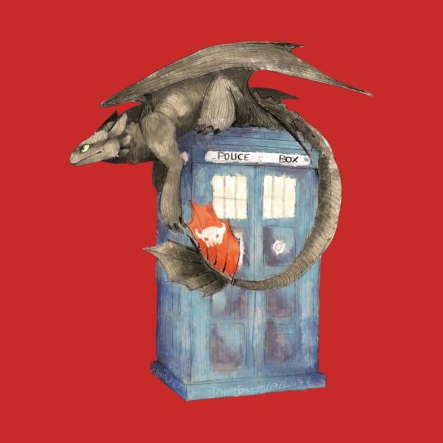 Toothless and the TARDIS by FoxintheBushStudios