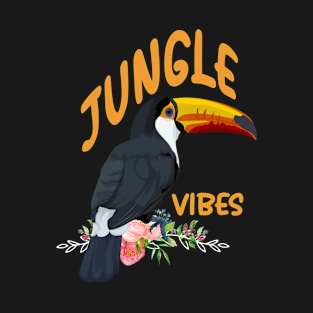 Toucan Jungle Vibes Tropical Flowers Leaf Birds Toucans T-Shirt