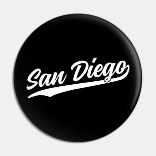 San Diego Cursive White Vintage Athletic Script Pin