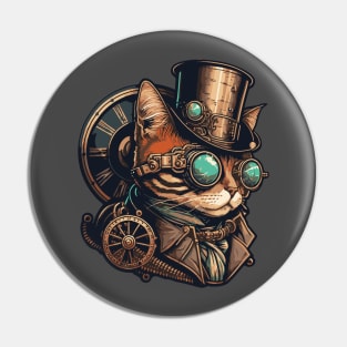 Steampunk Cat Sticker Pin