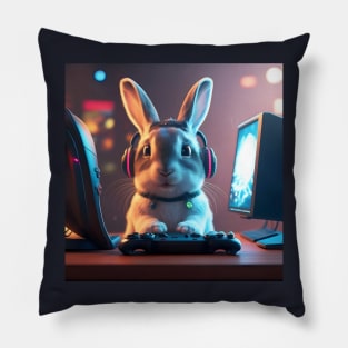 Cute gamer rabbit Pillow