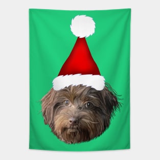 Santa Hat Havanese Dog Xmas Portrait Tapestry