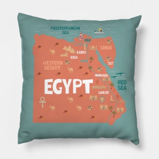 Egypt illustrated map Pillow