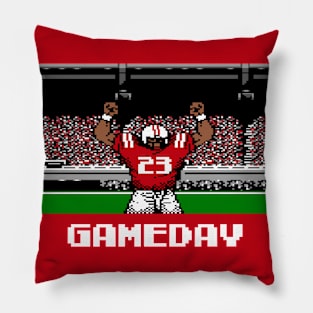 Red and White Football Gameday Retro 8 Bit Linebacker W Pillow