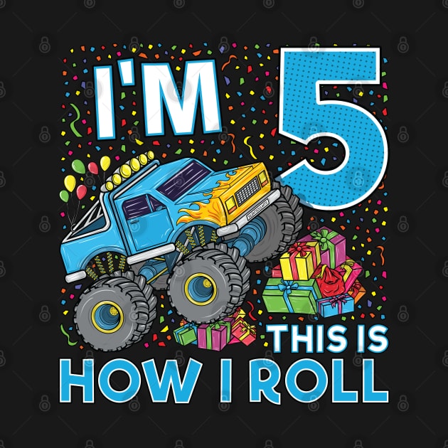 5th Birthday Monster Truck Party Gift 5 Year Old Boy by silentsoularts