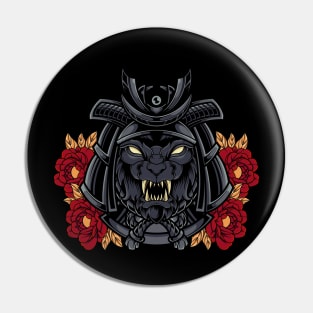 The Wolf Samurai: Ferocious Wolf Head in a Traditional Helmet Pin