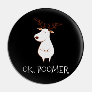 Ok Boomer Meme Deer Albino Ugly Christmas Sweater Gift Pin