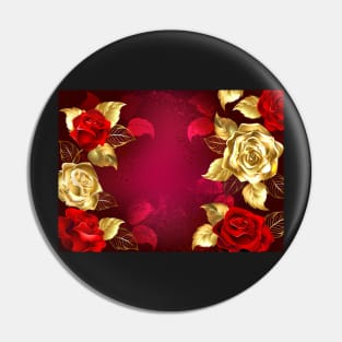 Red Background with Jewelry Roses Pin