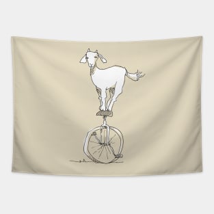 Goat on a unicycle Tapestry