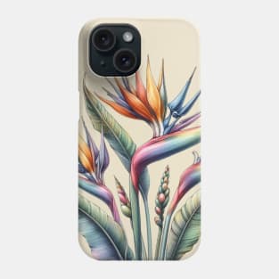 Bird of Paradise, Watercolor Botanical Phone Case