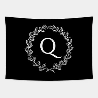 Beautiful Letter Q Alphabet Initial Monogram Wreath Tapestry