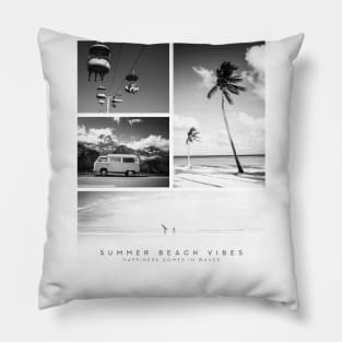 Summer Beach Vibes - Happiness Comes in Waves Pillow