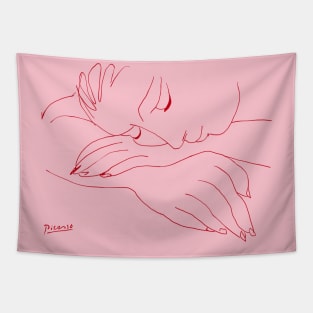 Sleeping Woman - Picasso Line Art Tapestry