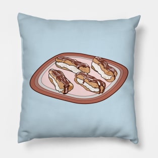 Chocolate eclair cartoon illustration Pillow