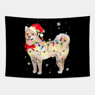 Akita Chow Dog Christmas Light Xmas Tapestry