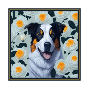 Australian Shepherd yellow roses T-Shirt