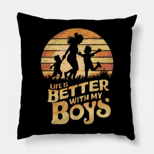 Mom of boys vintage Pillow
