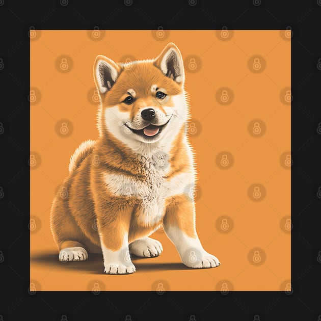 Funny and Cute Shiba Inu Dog Illustration Drawing by unrealartwork