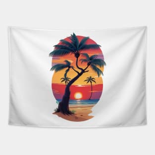 Palm trees with sunset Tapestry