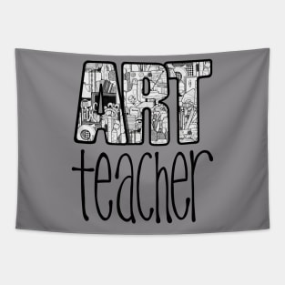 Art Teacher Doodle Supplies Cartoon Tapestry