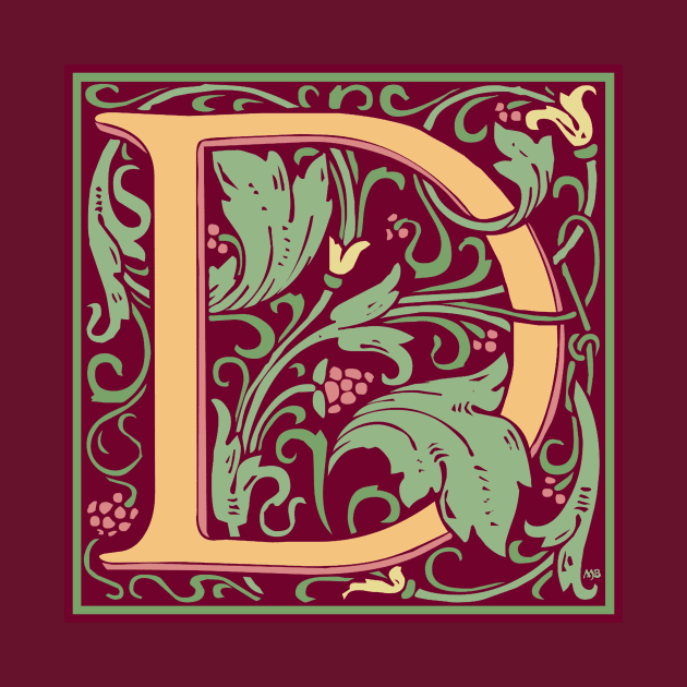 William Morris Vintage Letter D by MatchbookGraphics