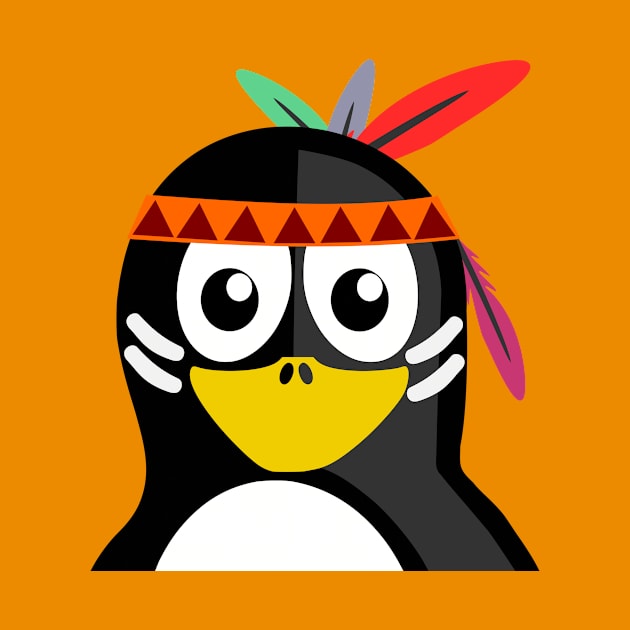 Penguin as Native American by PatrioTEEism