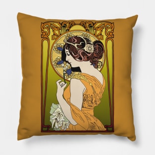 Pre-Raphaelite Girl 4 (Orange) Pillow