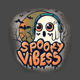 Cute Ghost Jamming to Spooky Tunes Halloween Music T-Shirt