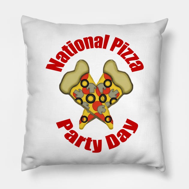 National Pizza Party Day Pillow by BlakCircleGirl