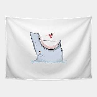 Brave girl ballet in shark jaw Tapestry