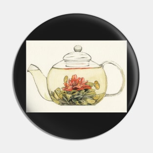 Blooming Flower Tea Watercolor Painting Pin