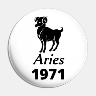 Black Aries Zodiac 1971 Pin