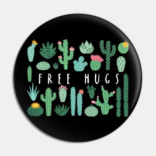 Free Hugs Happy Cacti Collection - white Pin