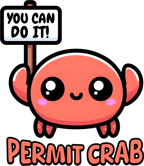 Permit Crab! Cute Crab Pun Kids T-Shirt by Cute And Punny
