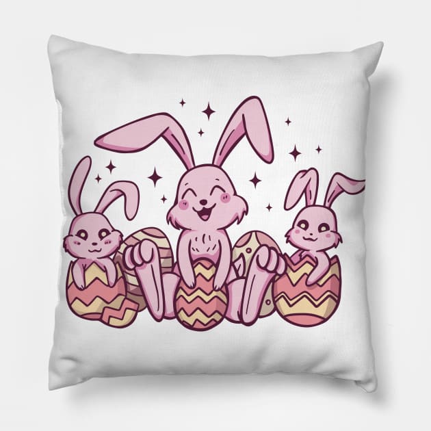 Cute Easter Bunnys Pillow by LindenDesigns