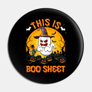 This Is Boo Sheet Ghost Retro Halloween Costume Men Women T-Shirt Pin