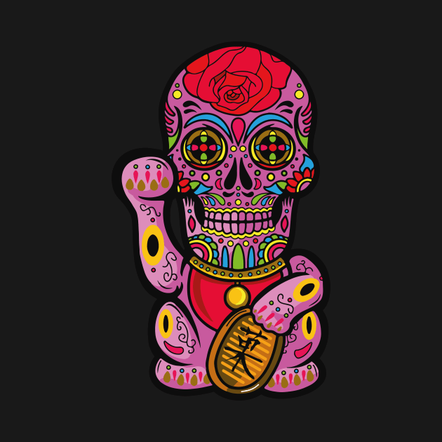 candy skull Maneki-neko by LSARTWORK