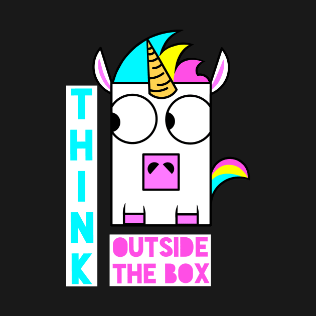 Think outside the box unicorn by TimAddisonArt