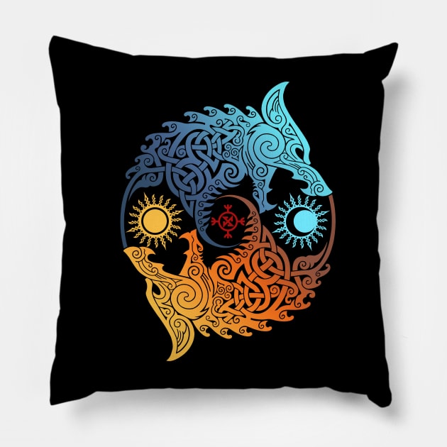 Skoll and Hati Pillow by svthyp