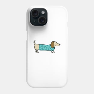 Cute dachshund in blue shirt Phone Case