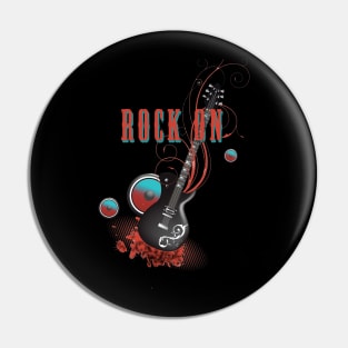 Retro Guitar Rock On Music Lover Pin