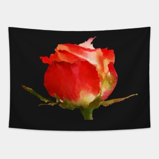 Romantic Rose - Red Watercolor Floral Bud Tapestry